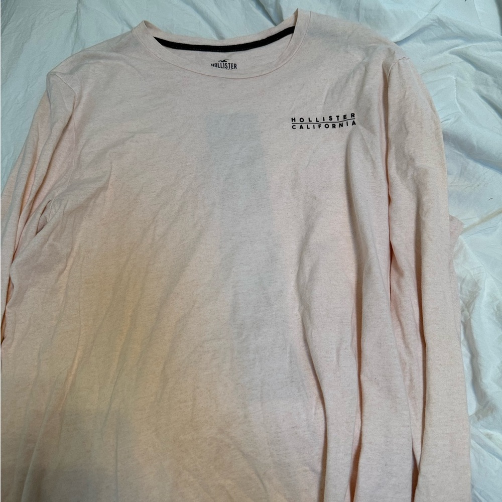 Hollister Men's Soft Pink Long Sleeve Tee